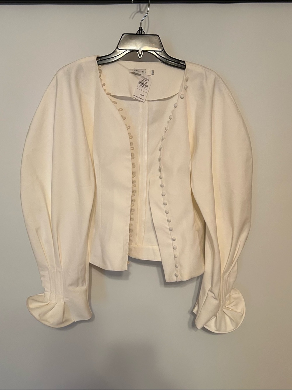 Avantlook Cream Puff Sleeve Button-Front Top